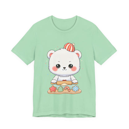 Christmas Cookie Baking Polar Bear Tee, Kawaii Holiday Shirt
