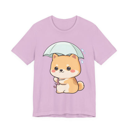 Kawaii Shiba Inu Umbrella T-Shirt for Rainy Day Fans