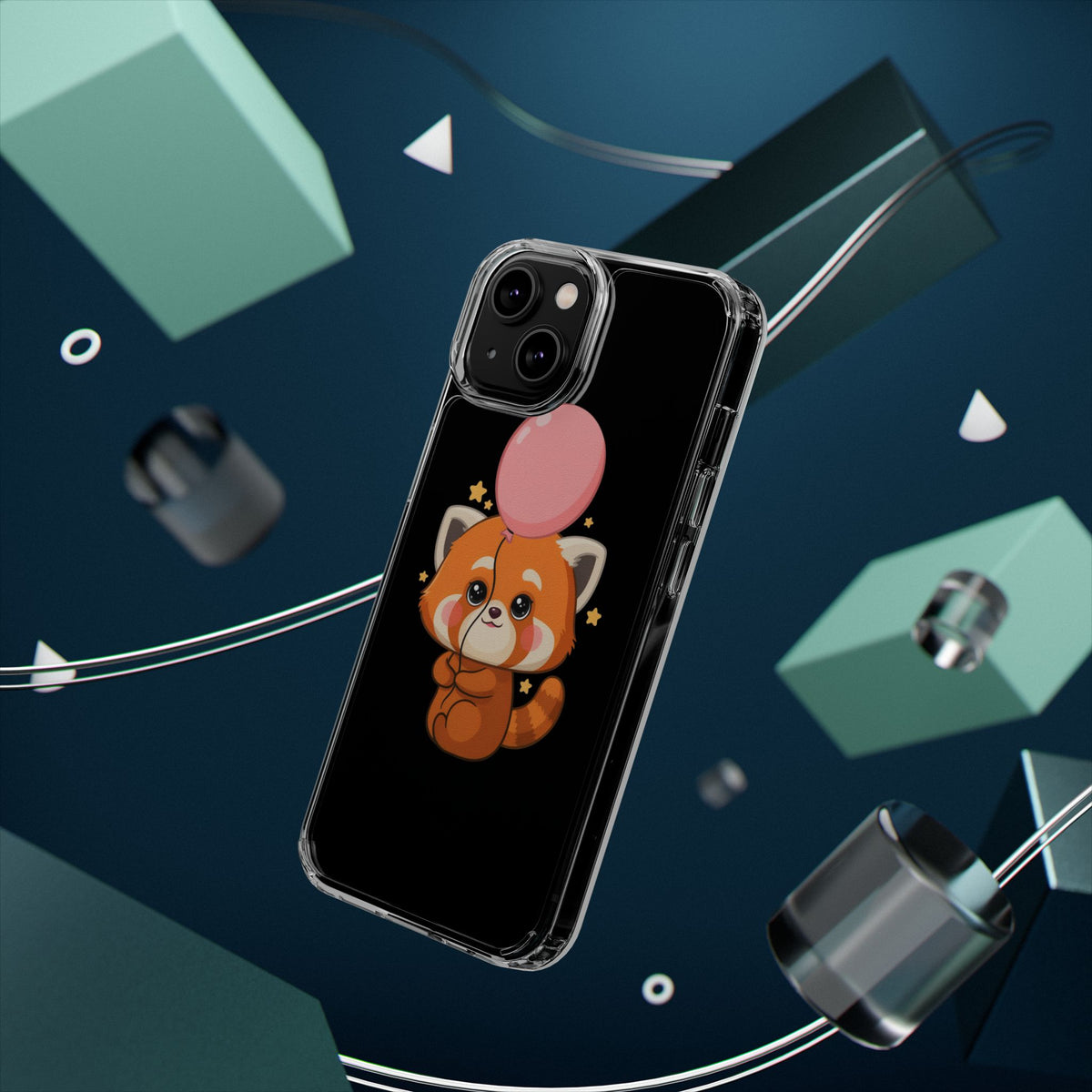 Kawaii Red Panda Clear Impact-Resistant Case with Balloon