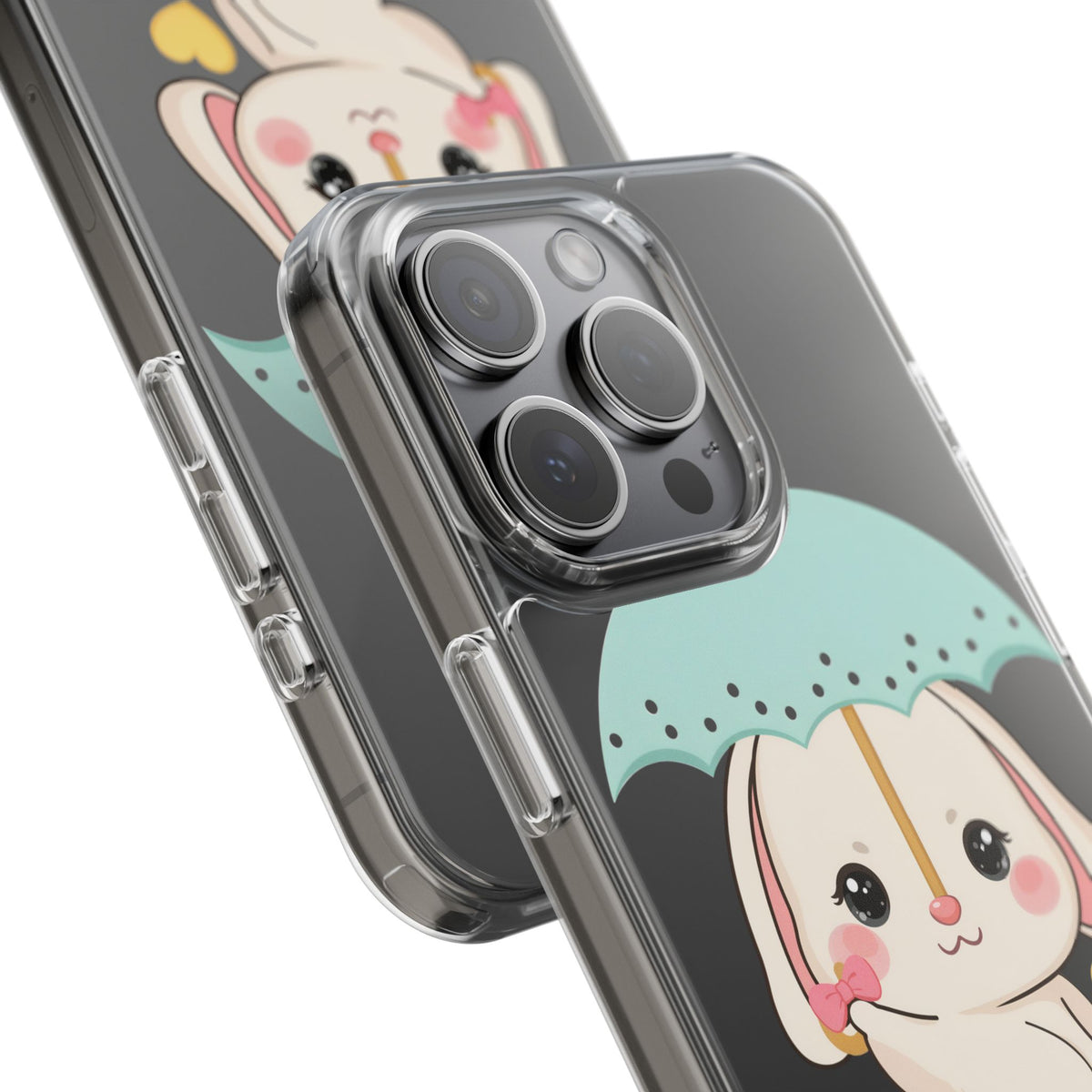 Kawaii Bunny Phone Case with Umbrella | Cute Clear Case