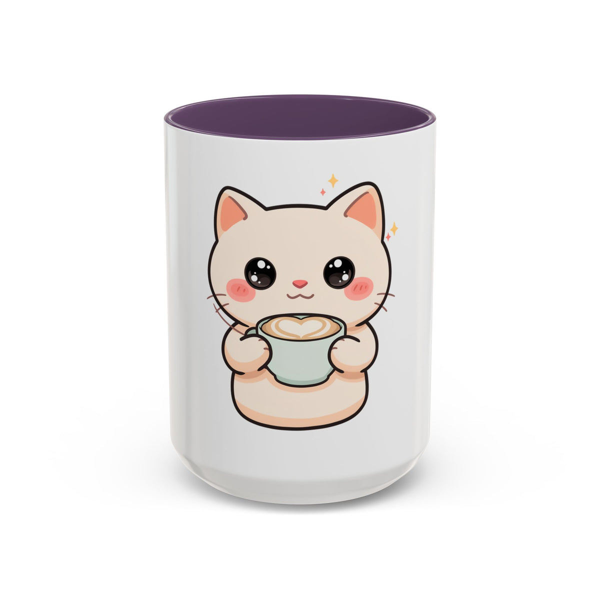 Kawaii Cat Coffee Mug, Cute Latte Accent Mug