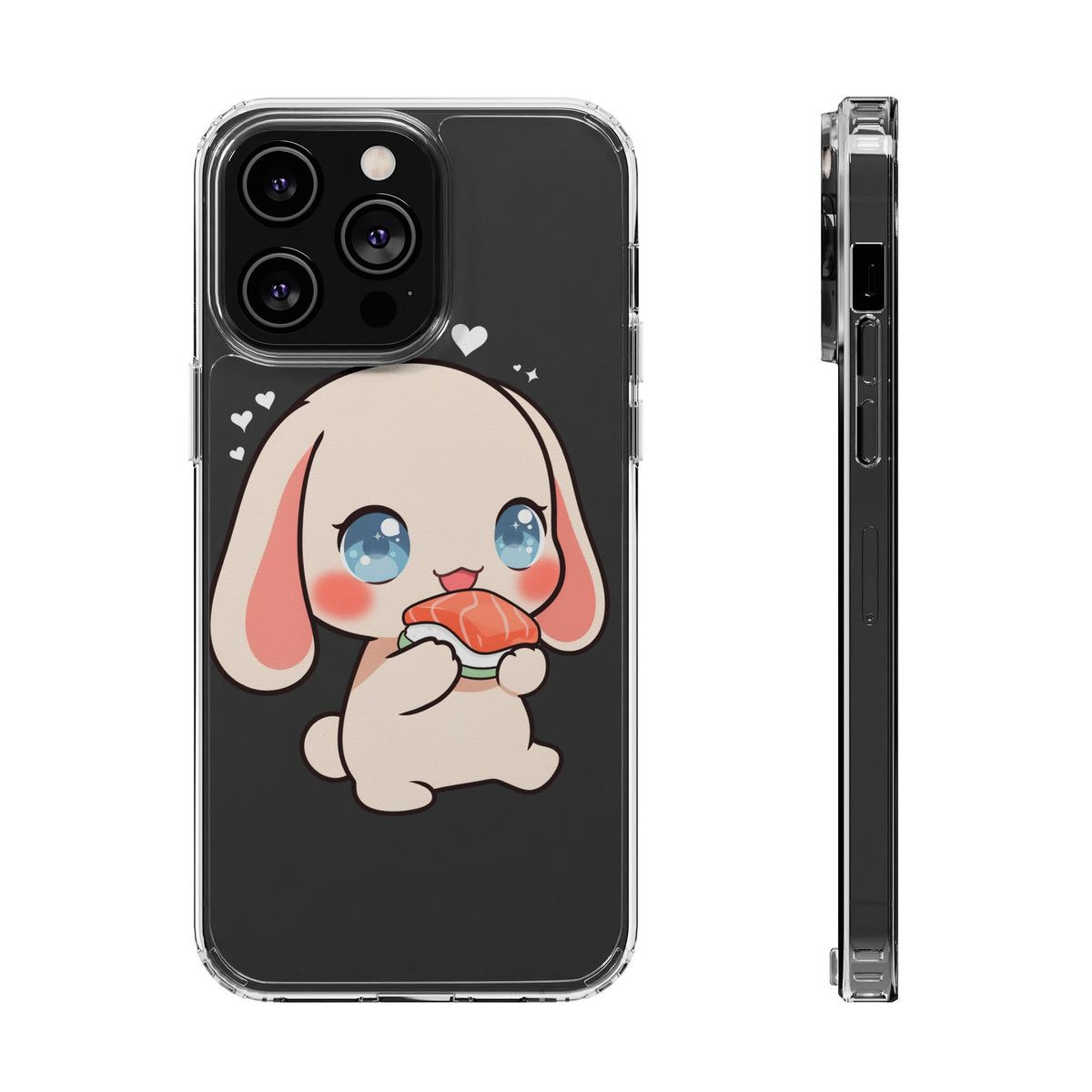Kawaii Bunny Sushi Phone Case, Clear Impact-Resistant