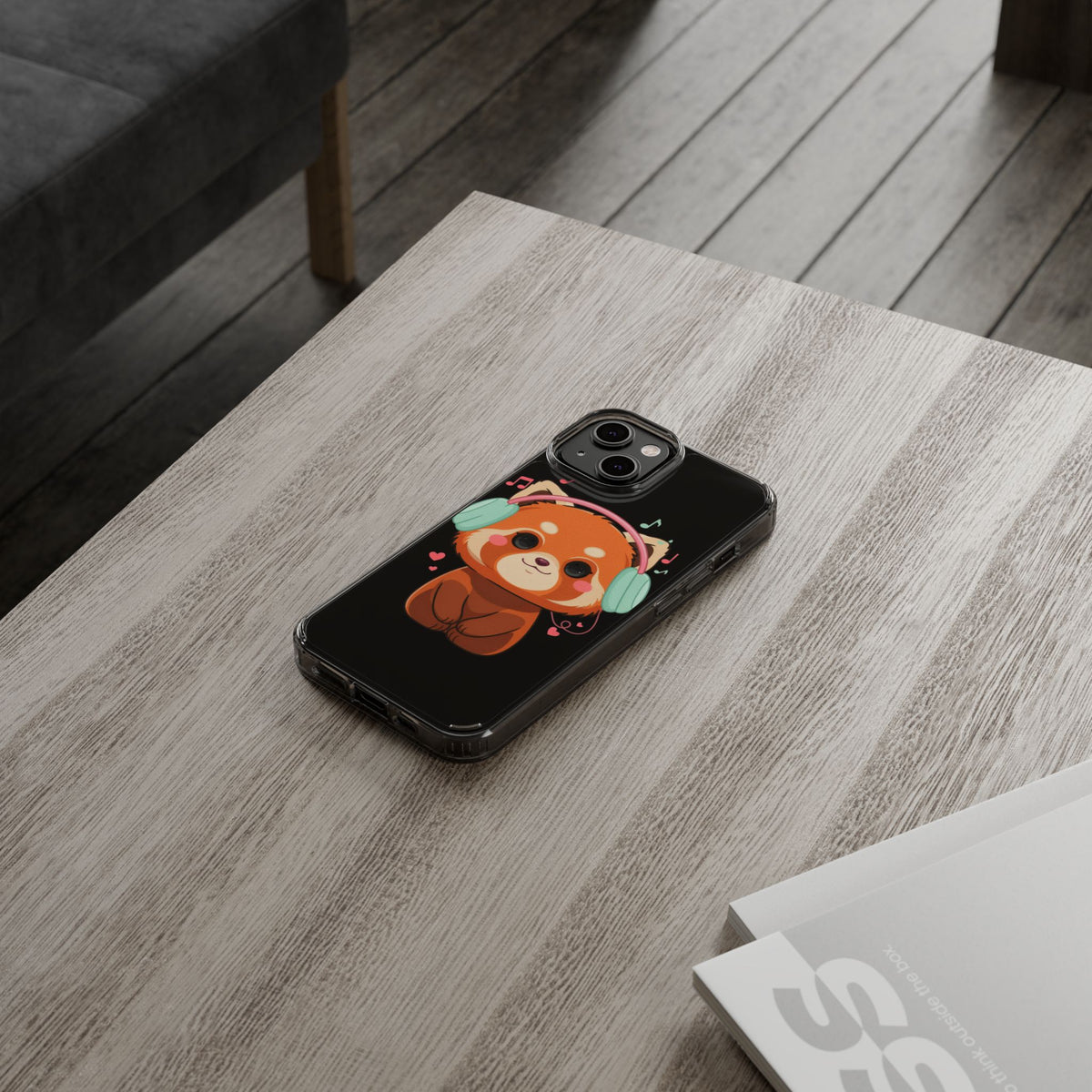 Red Panda Phone Case, Kawaii Music Lover Clear Case