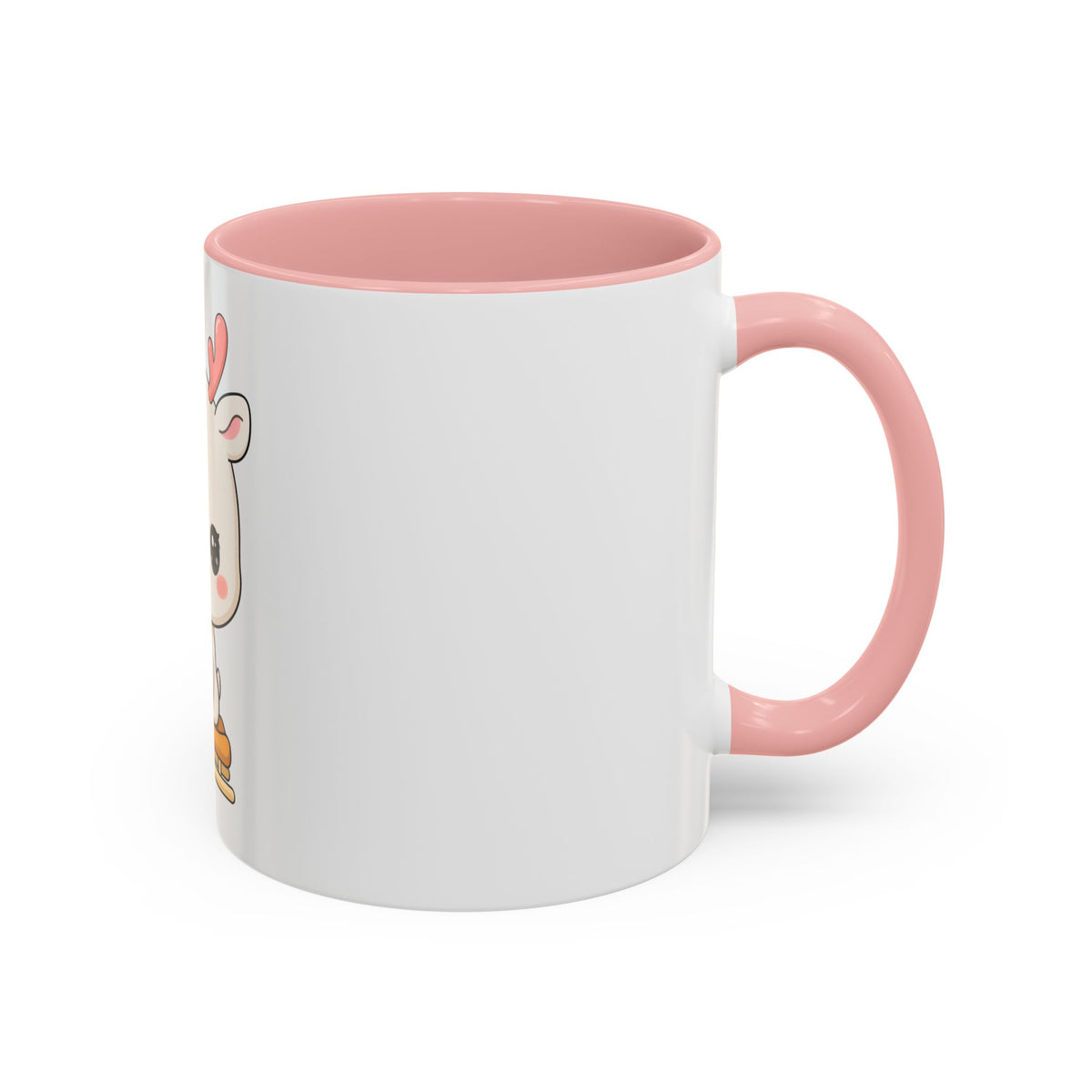 Christmas Reindeer Accent Coffee Mug, Cute Kawaii Sledding Gift