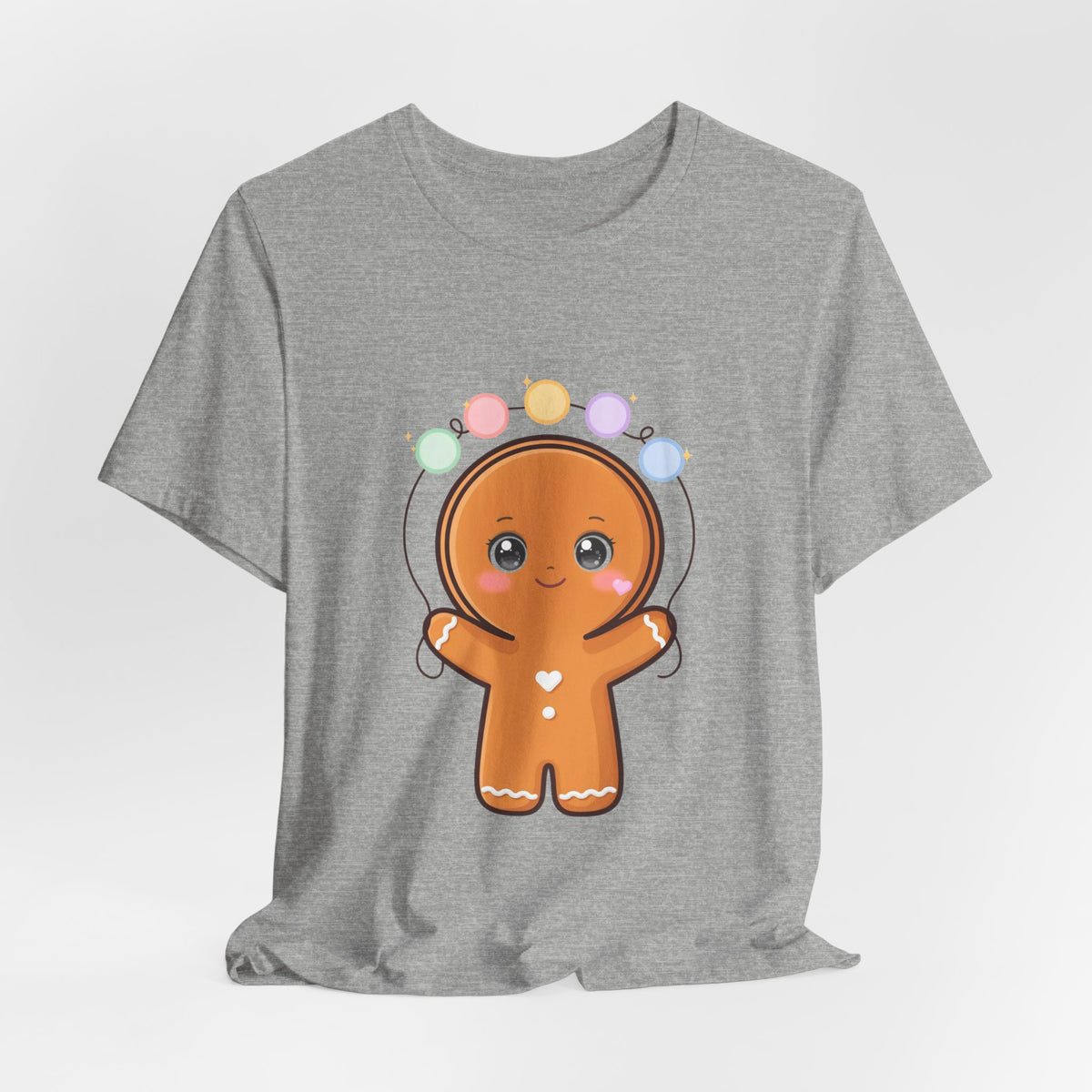 Kawaii Gingerbread Man Christmas T-Shirt, Cute Holiday Tee