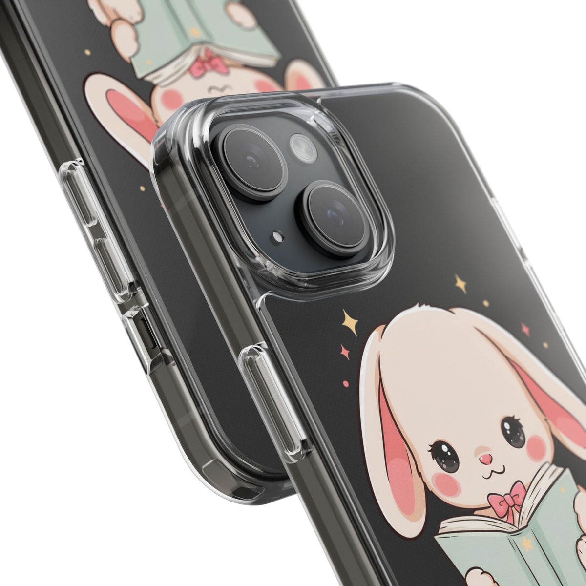 Kawaii Reading Bunny Clear Impact-Resistant Case
