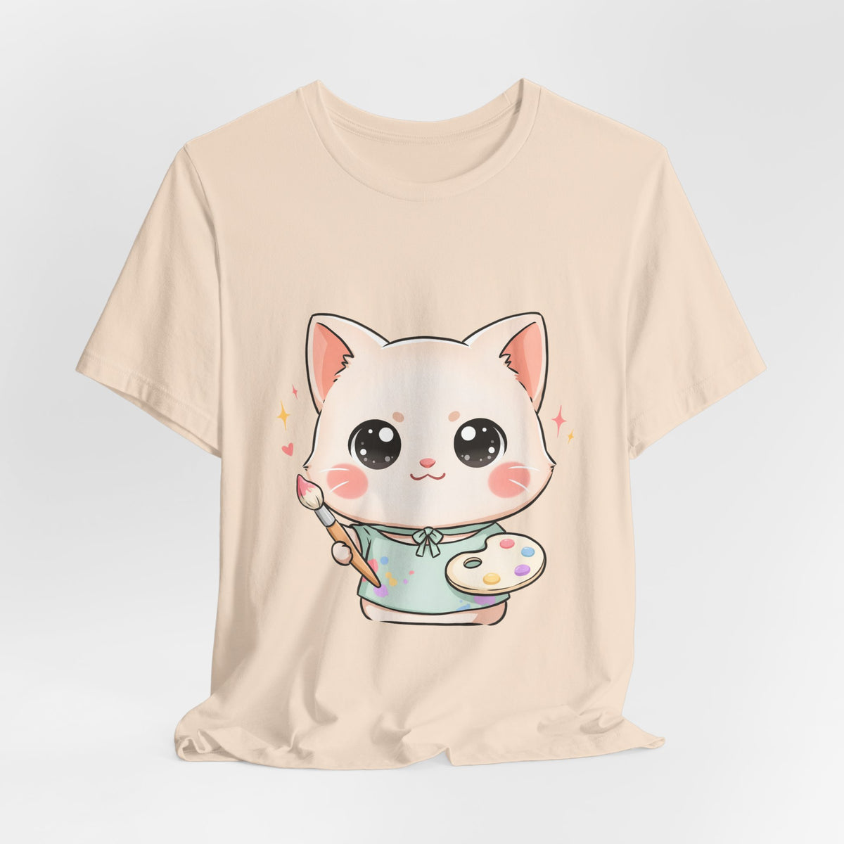 Kawaii Cat Artist T-Shirt for Creative Cat Lovers