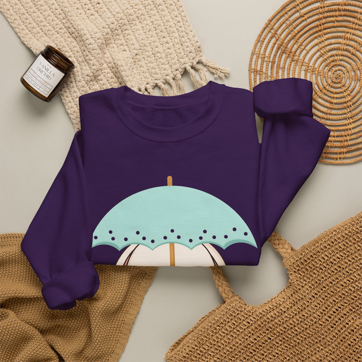 Kawaii Bunny Sweatshirt with Umbrella | Cute Chibi Gift