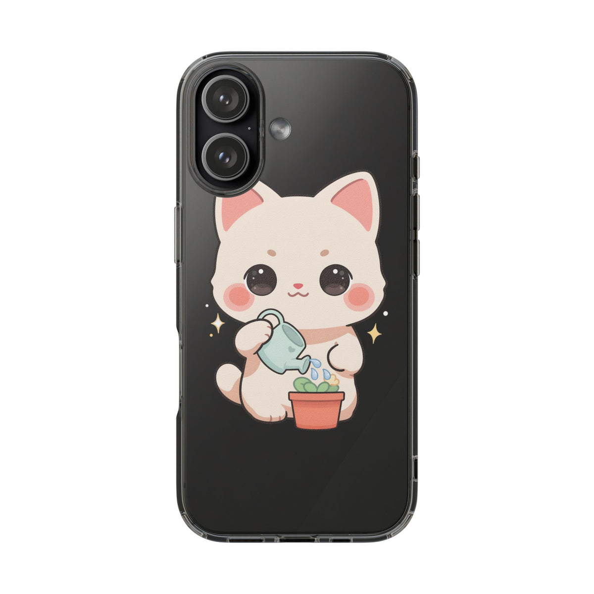 Kawaii Cat Phone Case, Cute Plant Lover Gift