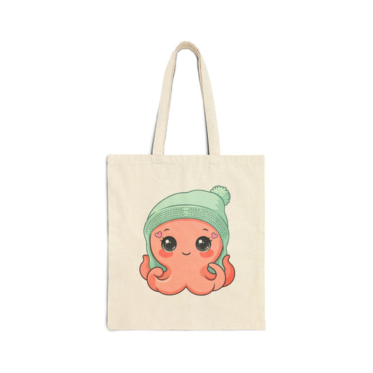 Kawaii Octopus Cotton Canvas Tote Bag for Cozy Cute Vibes