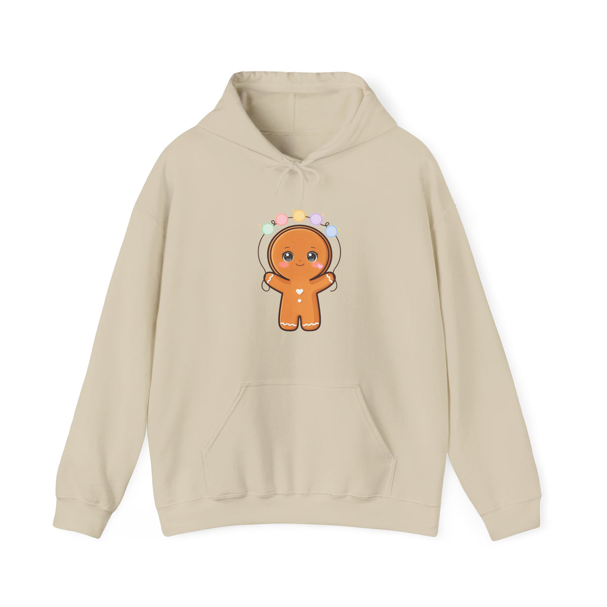 Kawaii Gingerbread Hoodie with Fairy Lights
