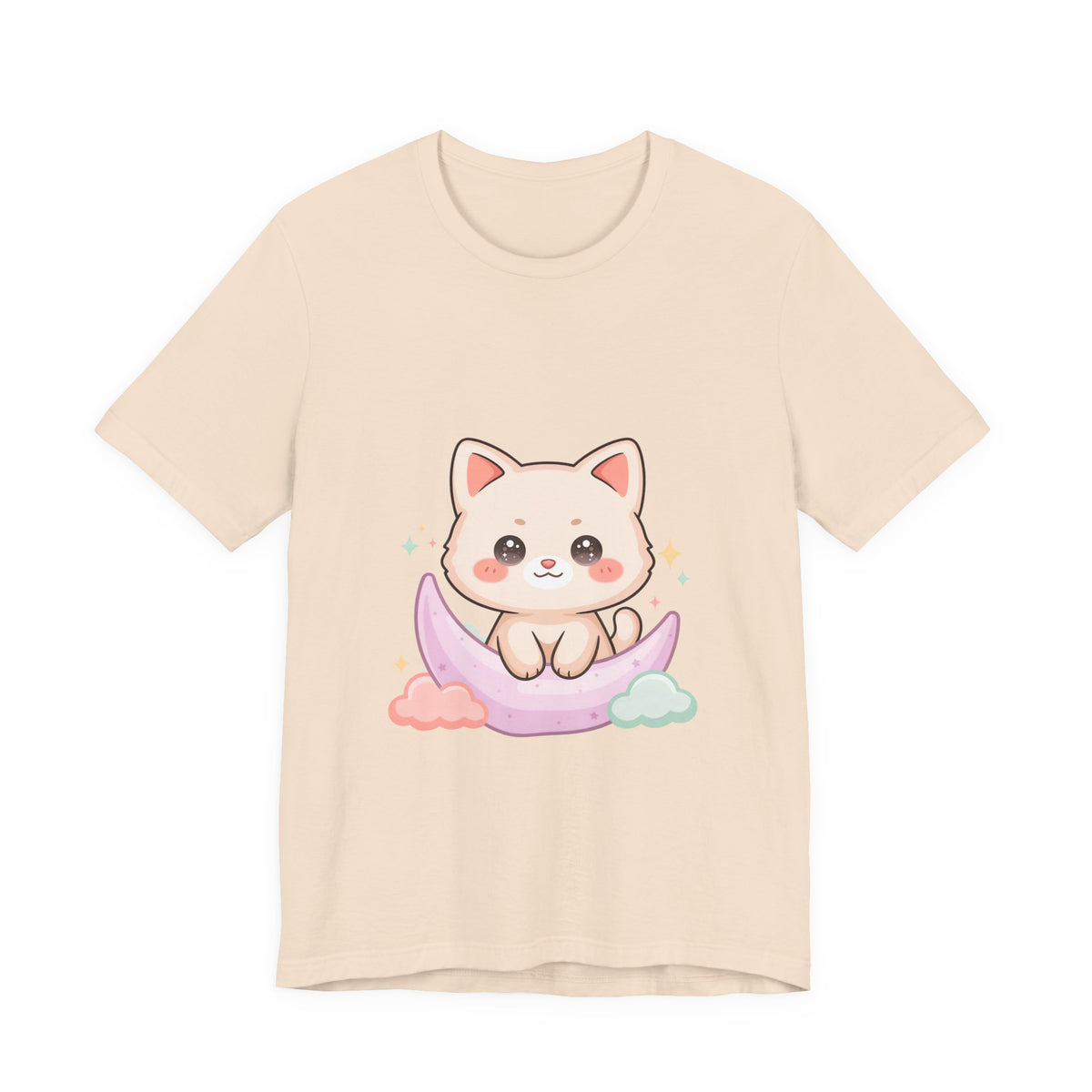 Kawaii Cat Moon T-Shirt for Cozy Night Owls