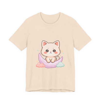 Kawaii Cat Moon T-Shirt for Cozy Night Owls