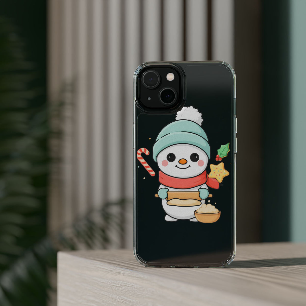 Christmas Snowman Phone Case, Cute Cookie Baker