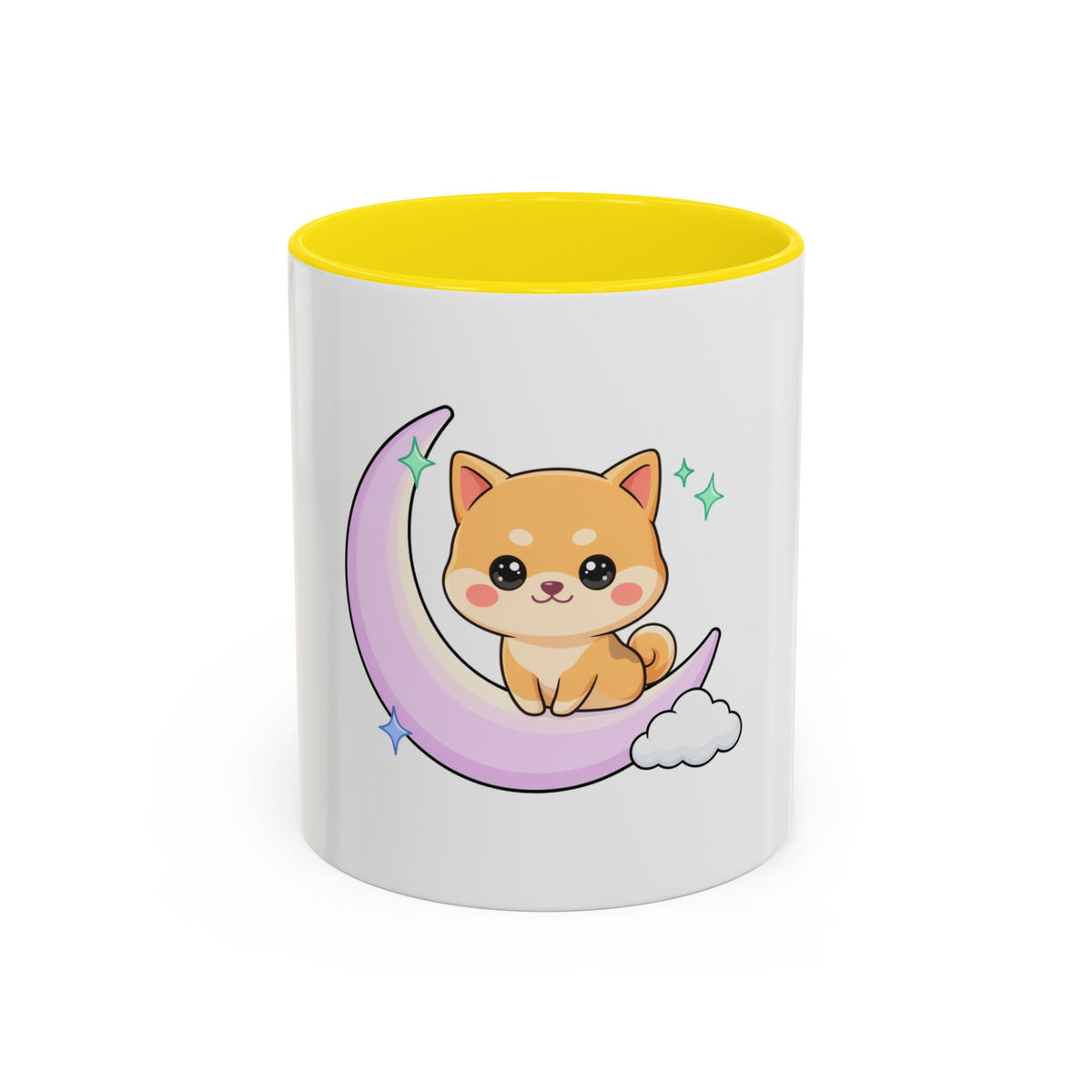 Kawaii Shiba Inu Accent Coffee Mug, Moon Puppy Gift