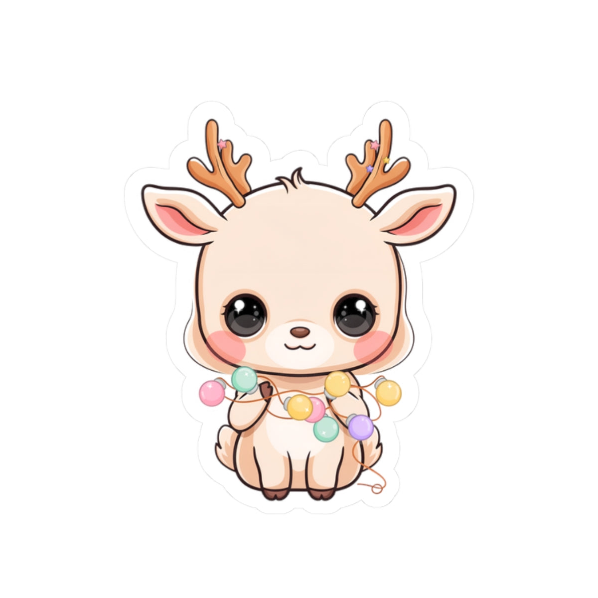 Kawaii Reindeer Sticker for Cute Holiday Decor