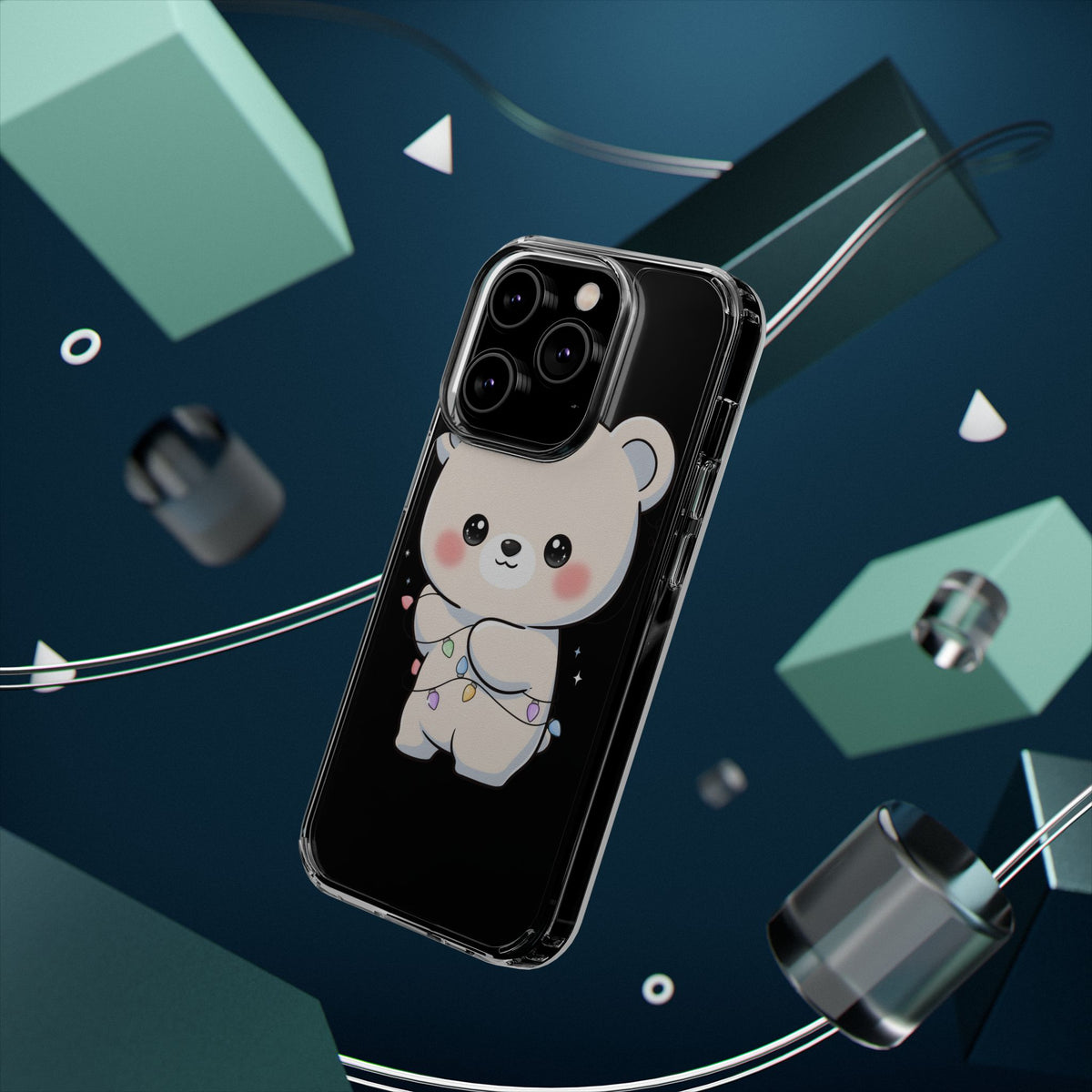 Kawaii Polar Bear Phone Case with Fairy Lights