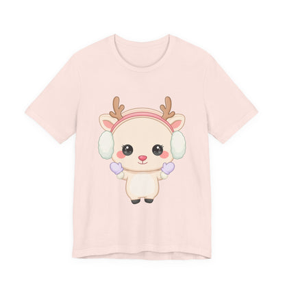 Kawaii Reindeer T-Shirt, Cute Winter Animal Tee