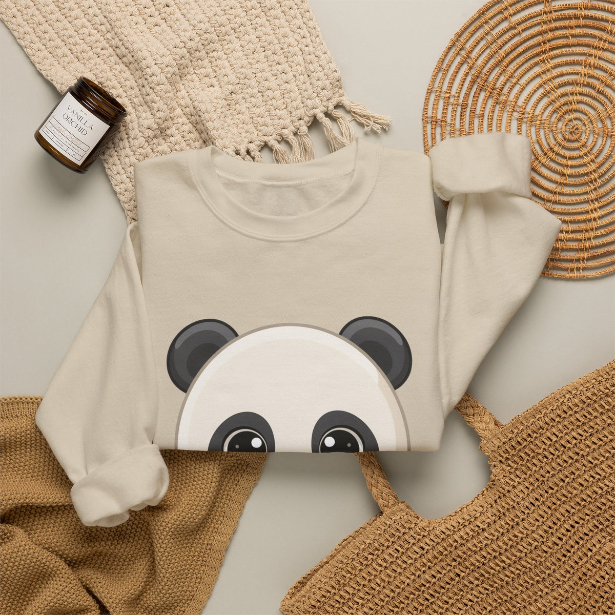 Kawaii Panda Donut Sweatshirt, Cute Chibi Crewneck