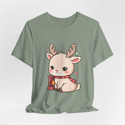 Kawaii Reindeer T-Shirt for Cozy Christmas Fans