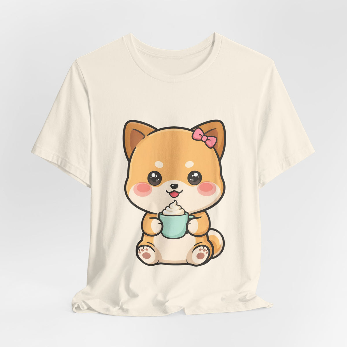 Kawaii Shiba Inu Coffee T-Shirt, Cute Latte Lover Tee