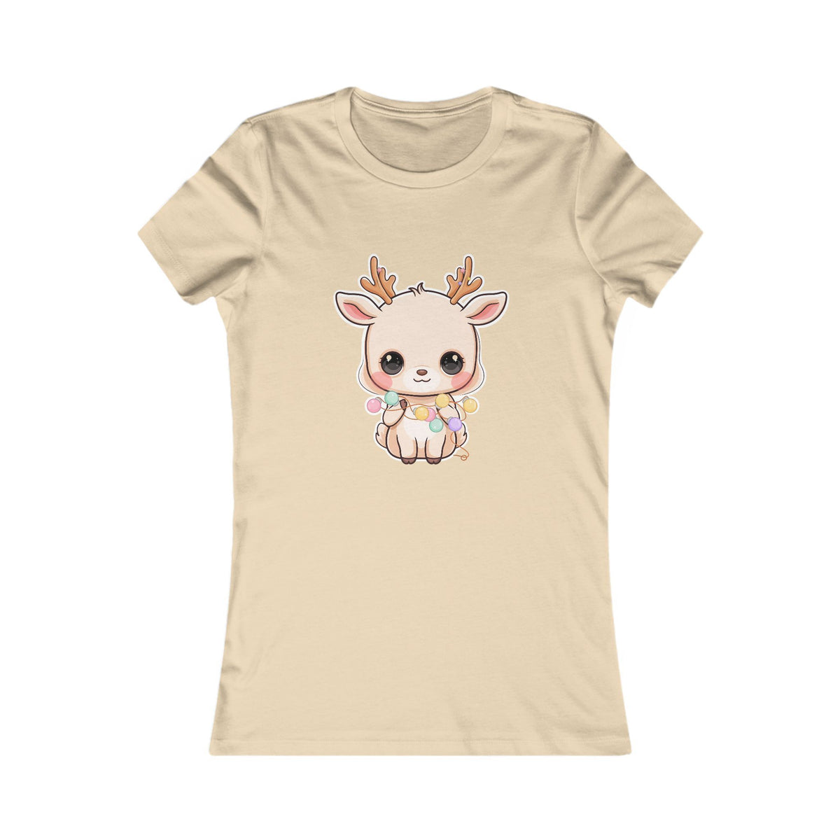 Kawaii Reindeer Christmas T-Shirt for Women