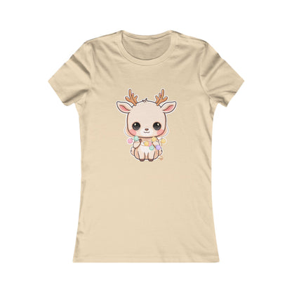 Kawaii Reindeer Christmas T-Shirt for Women