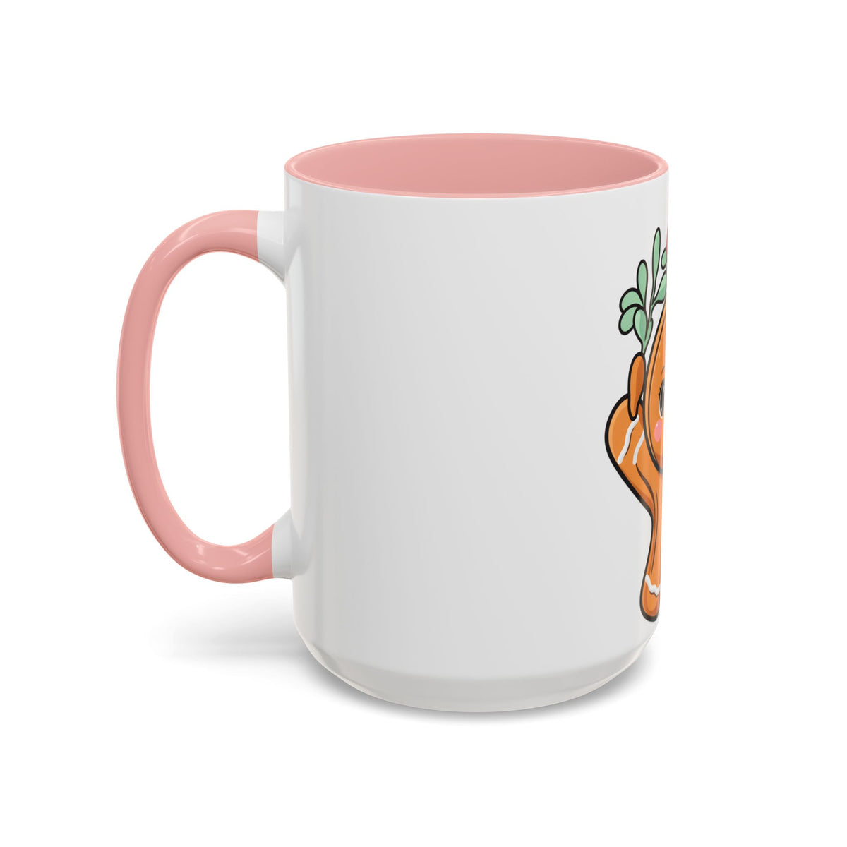 Kawaii Gingerbread Mug with Mistletoe | Christmas Accent Mug