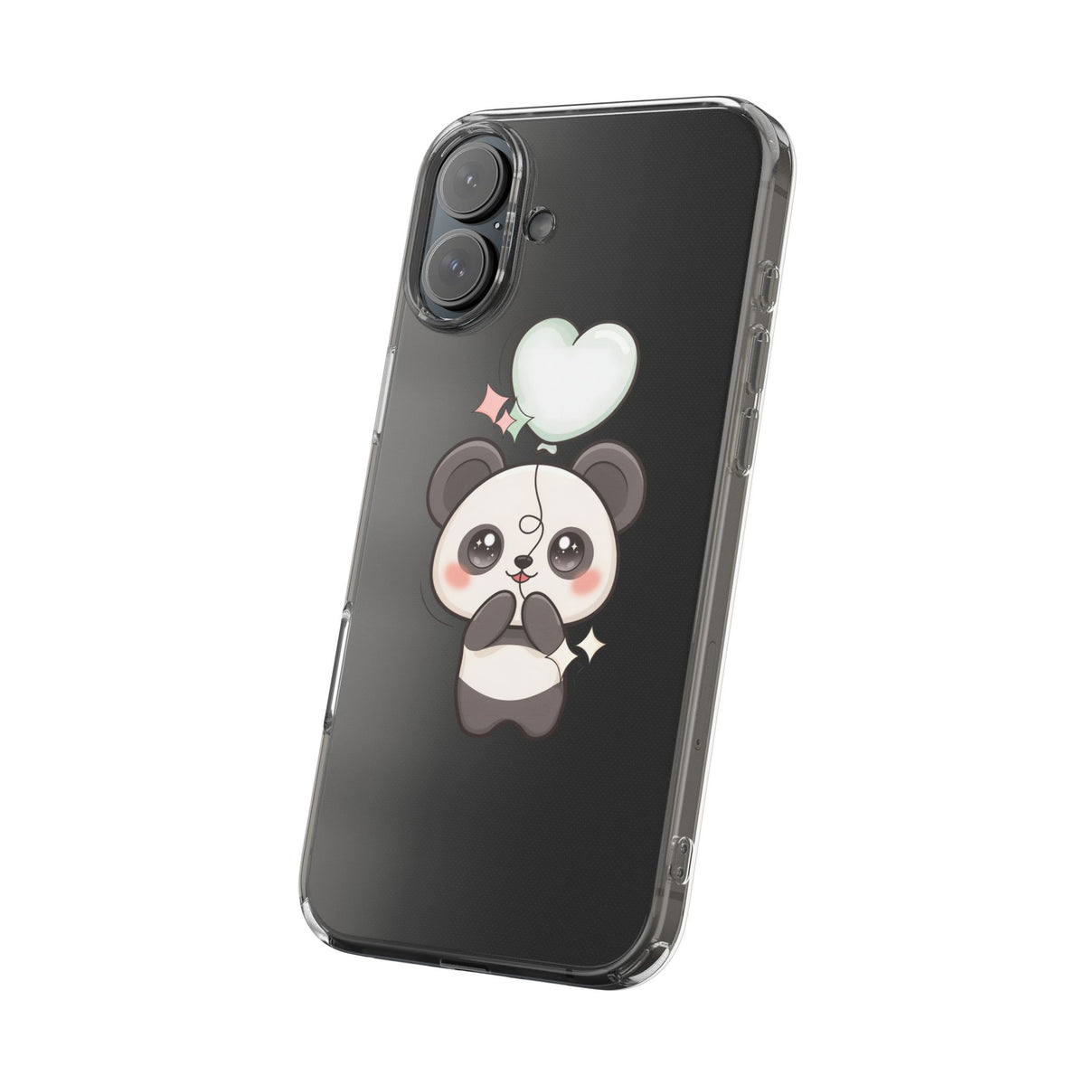Kawaii Panda Clear Phone Case with Balloon