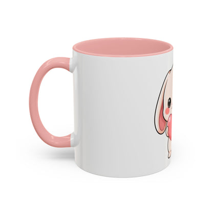 Kawaii Bunny Accent Coffee Mug with Heart, 11oz or 15oz