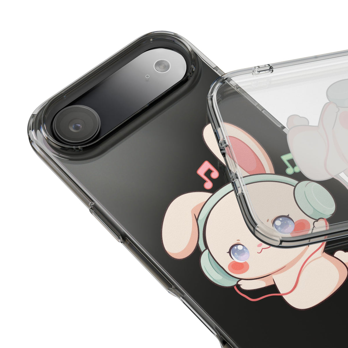 Kawaii Bunny Phone Case, Cute Music Lover Gift