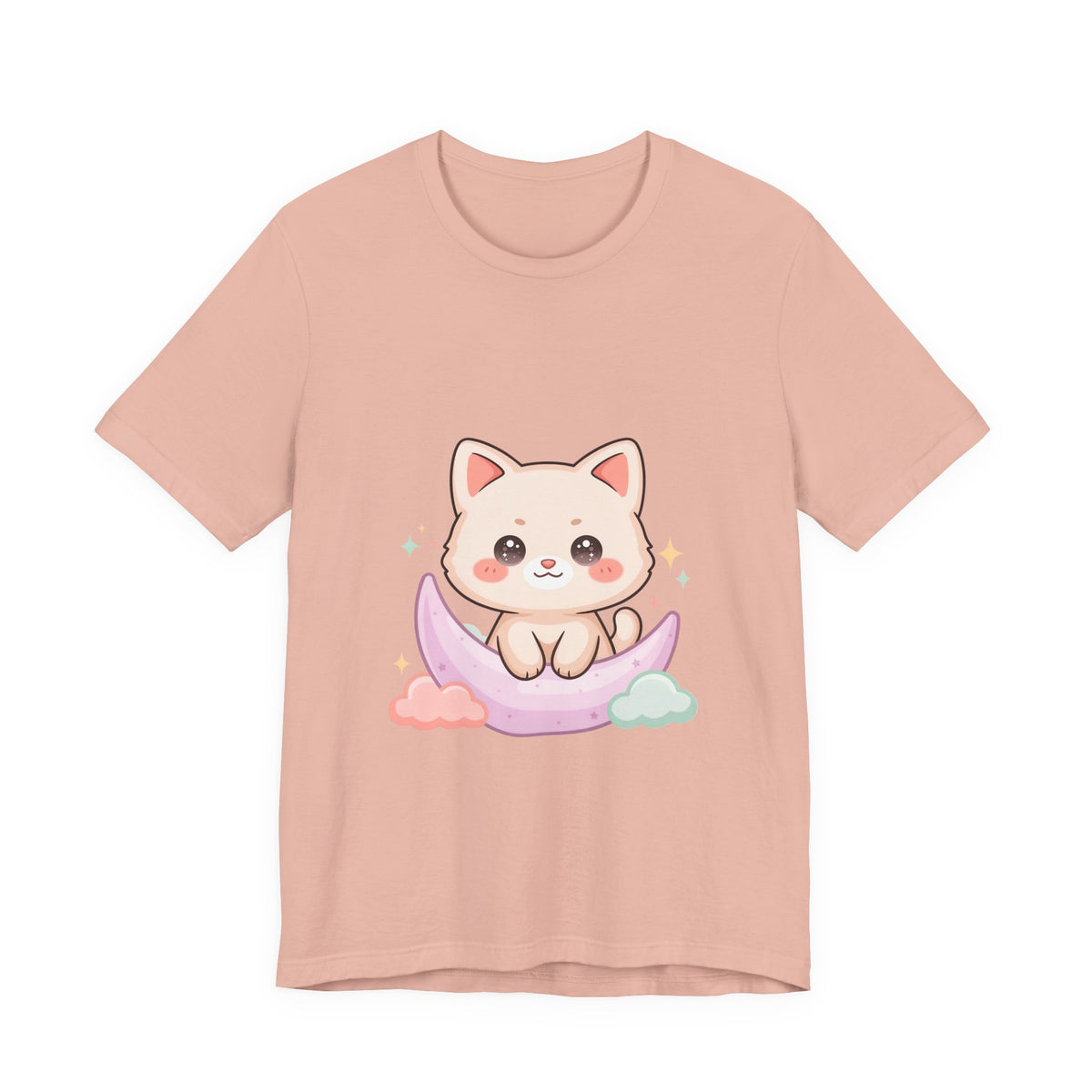 Kawaii Cat Moon T-Shirt for Cozy Night Owls