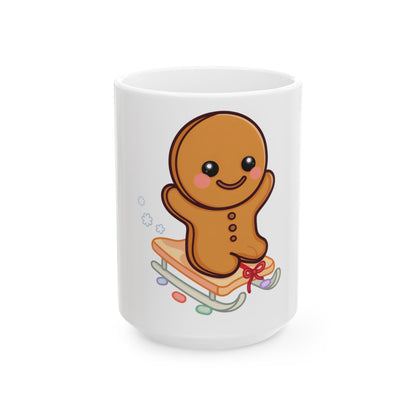 Gingerbread Man Mug – Cute Christmas Sledding Gift