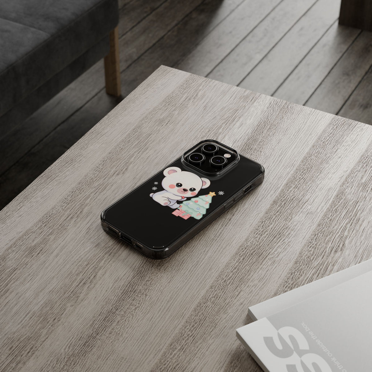 Christmas Polar Bear Phone Case, Kawaii Holiday Accessory