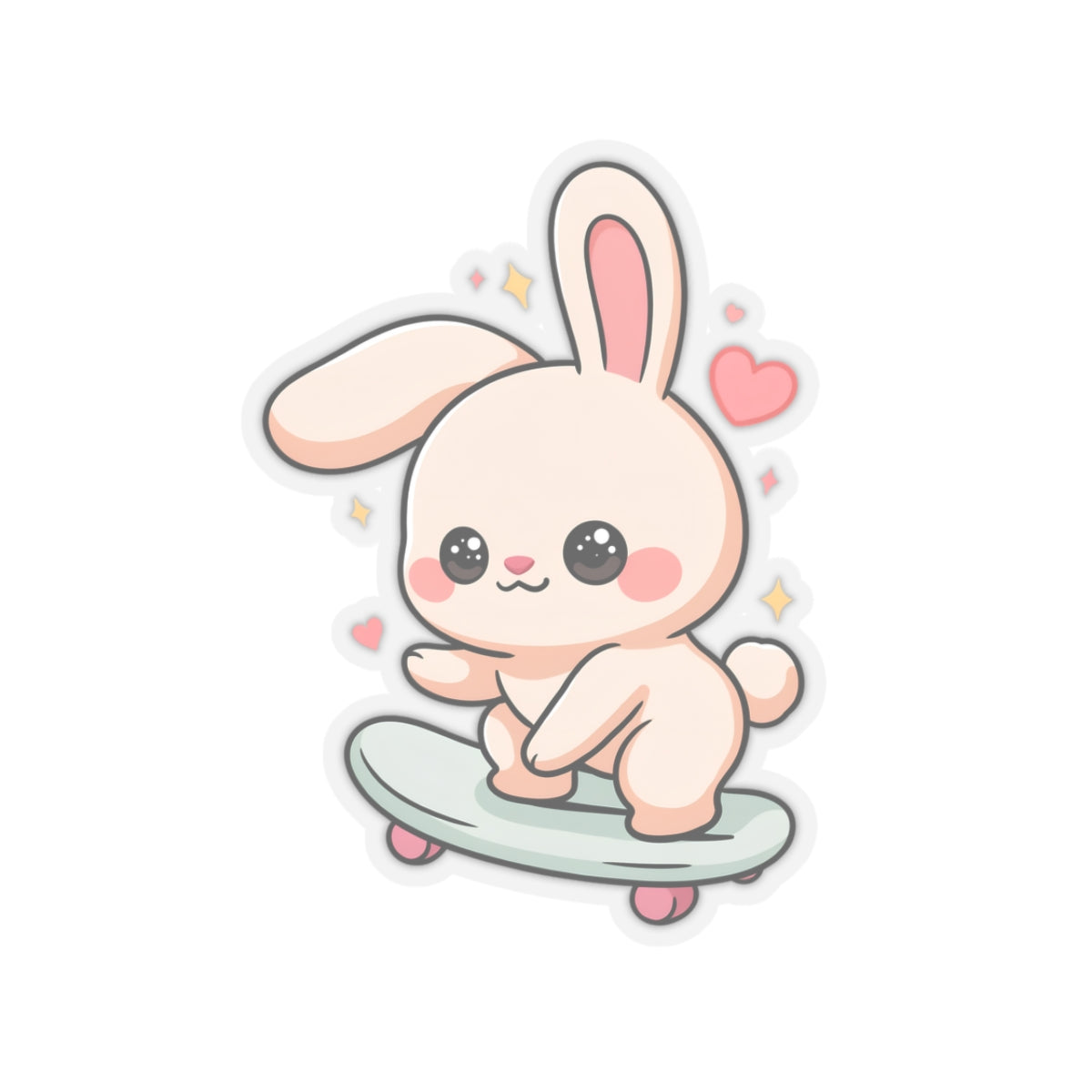 Kawaii Bunny Skateboard Sticker for Laptop and Journal