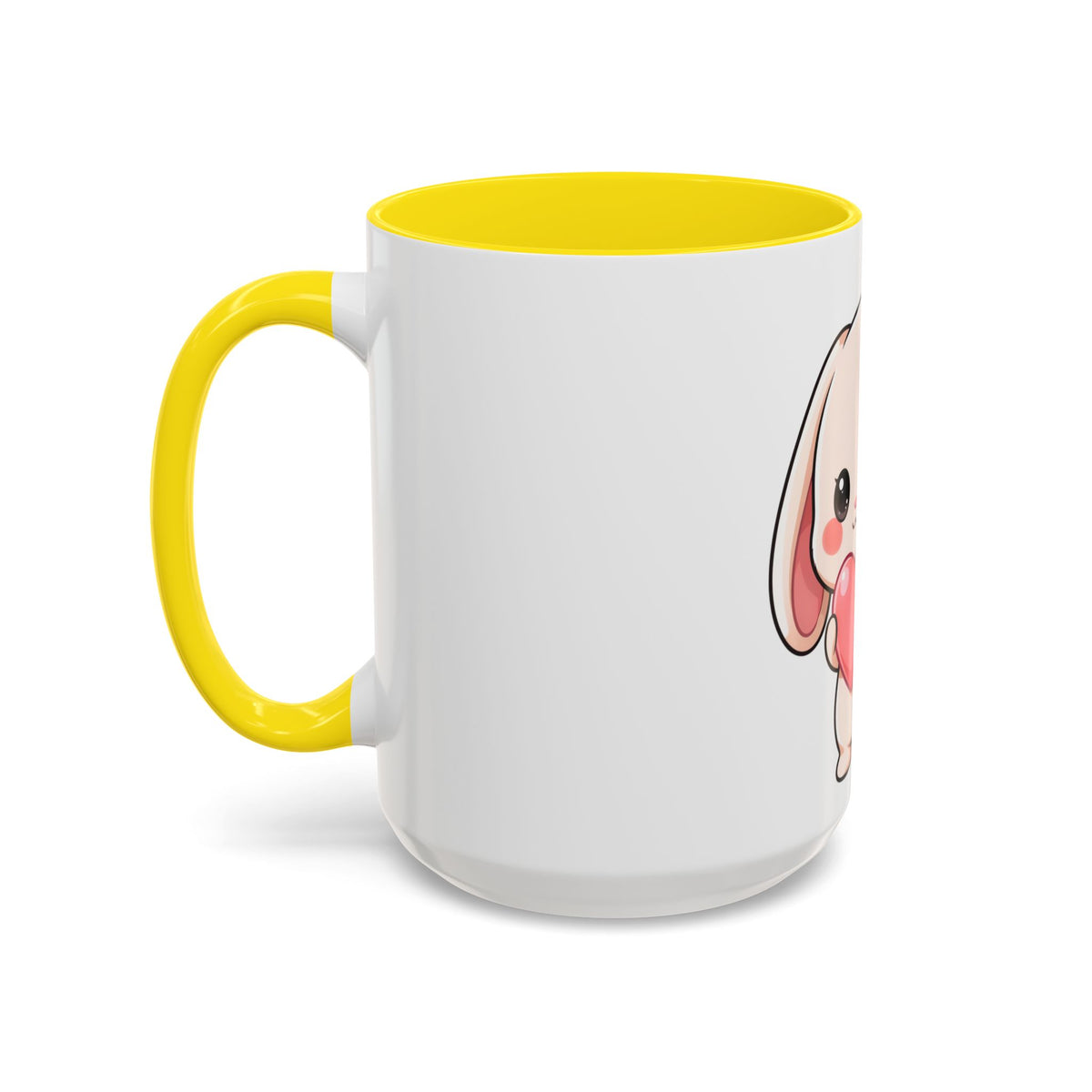 Kawaii Bunny Accent Coffee Mug with Heart, 11oz or 15oz