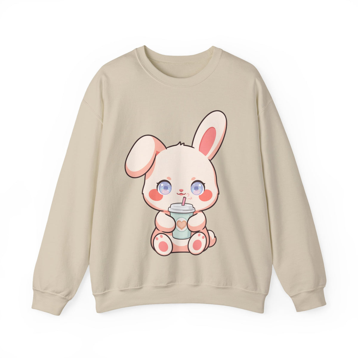 Kawaii Bunny Sweatshirt, Cute Latte Lover Crewneck