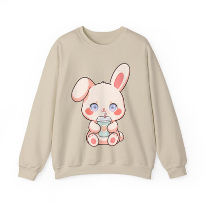 Kawaii Bunny Sweatshirt, Cute Latte Lover Crewneck