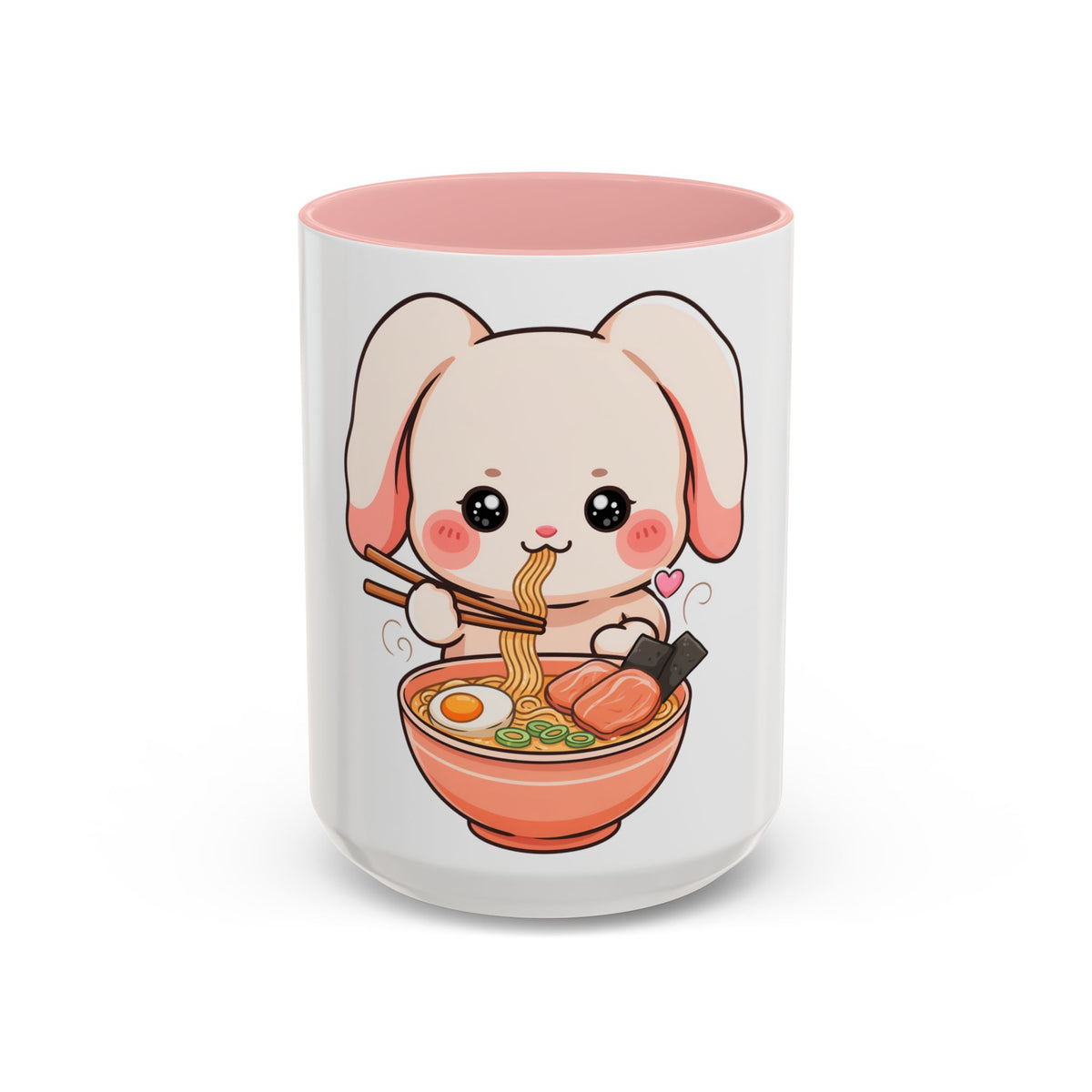 Kawaii Ramen Bunny Accent Coffee Mug, 11 oz or 15 oz