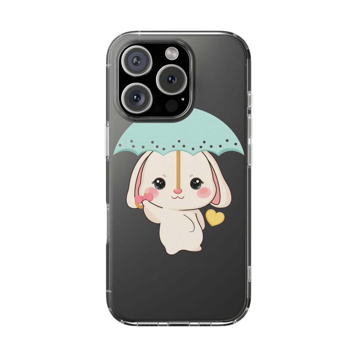 Kawaii Bunny Phone Case with Umbrella | Cute Clear Case