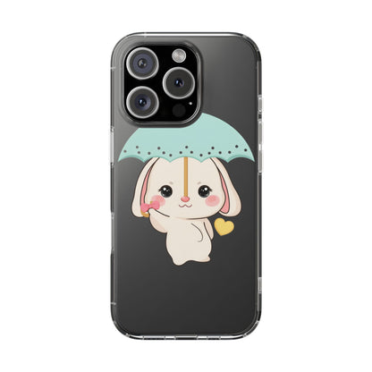 Kawaii Bunny Phone Case with Umbrella | Cute Clear Case
