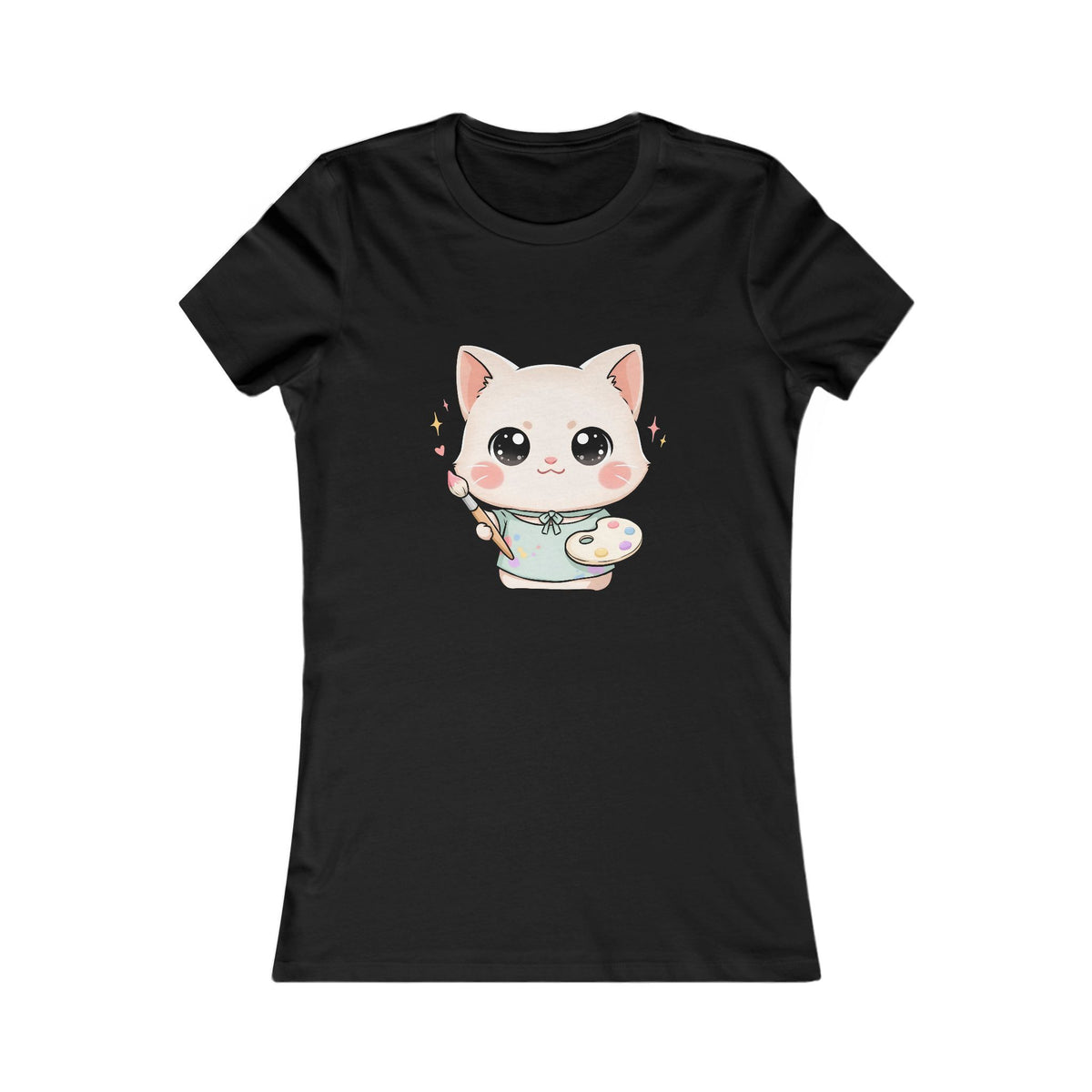 Kawaii Artist Cat T-Shirt for Cat Lovers and Creative Gifts