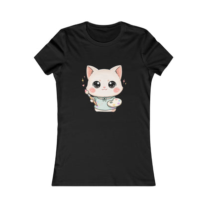 Kawaii Artist Cat T-Shirt for Cat Lovers and Creative Gifts