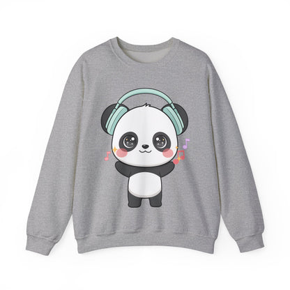 Kawaii Panda Music Sweatshirt, Cute Headphone Panda Crewneck