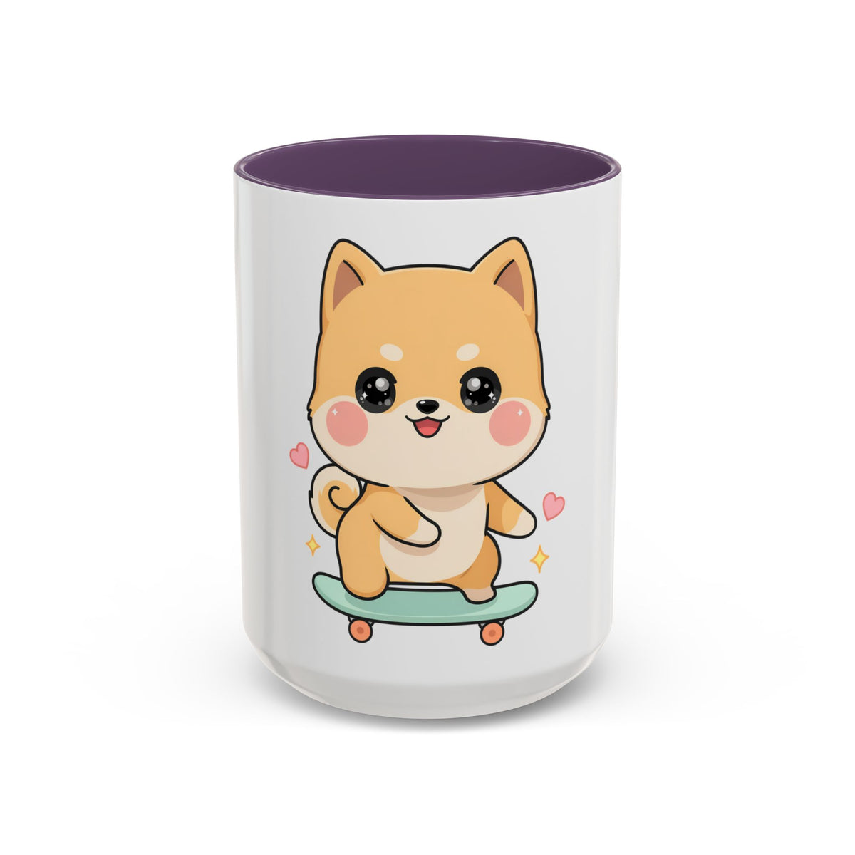 Kawaii Shiba Inu Skateboard Mug, Cute Accent Coffee Mug