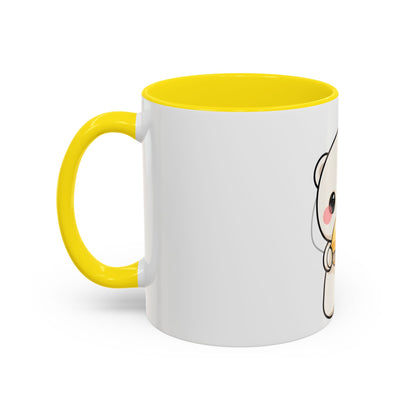 Kawaii Polar Bear Mug, Cute Jingle Bell Accent Coffee Cup