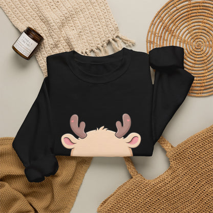 Kawaii Reindeer Sweatshirt, Cute Hot Cocoa Holiday Crewneck