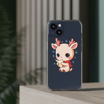 Christmas Reindeer Clear Impact-Resistant Phone Case
