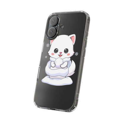 Kawaii Arctic Fox Phone Case, Cute Snow Day Gift