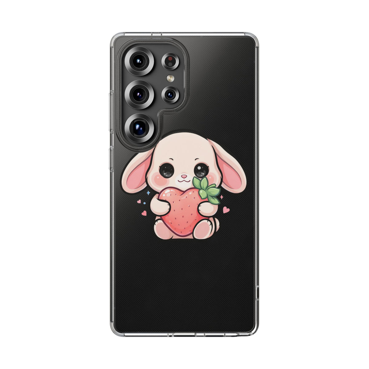 Kawaii Bunny Strawberry Phone Case, Clear Impact-Resistant
